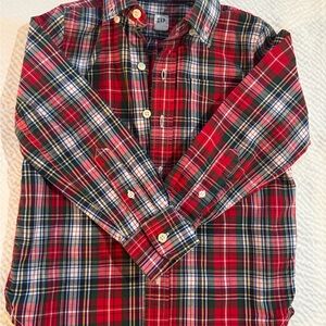 GAP Boy’s Red and Green Christmas Plaid Shirt